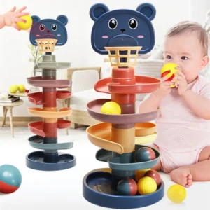 Baby rotierende Spur stapeln Montessori rollenden Ball Turm Spielzeug frühen El